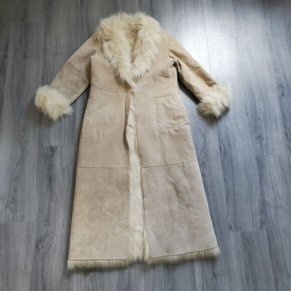 Cami International Jackets & Blazers - Vintage Penny Lane Coat Women's Large Long Leather Fur Boho Classic 90s Y2K